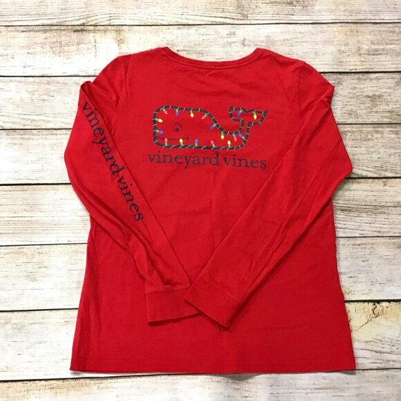 Women's Classic Vineyard Vines Whale Logo Box Long-Sleeve Pocket Tee Christmas S - Picture 7 of 8